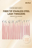 Pince à épiler professionnelle Fubowen pour cils, logo personnalisé gratuit, rose, préhension parfaite pour les cils, pince à épiler à pointe en fibre