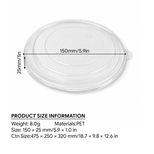 Cubierta Transparente Desechable de PET de Grado Alimenticio Personalizable para Tazón de Papel Kraft para Postres, Frutas y Ensaladas, Empaque para Llevar de Restaurantes - Product Image 2