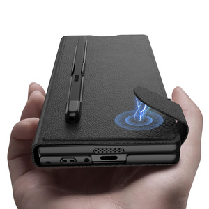 New side-clasp từ trường hợp điện thoại thích hợp cho Samsung <span class=keywords><strong>Z</strong></span> gấp 7 <span class=keywords><strong>6</strong></span> lật bìa da Trường hợp với khe cắm thẻ nhớ và chủ bút - Product Image 3