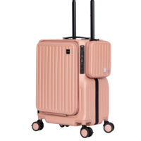Tas Koper PC 20 Inch Roda Ganda Tempat Botol Minuman Gaya Kartun Modern Aluminium Tas Perjalanan Spinner Caster