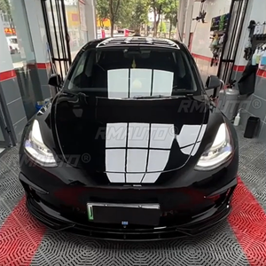 Protector de Parachoques Delantero para Tesla Model 3 2017-2023, Estilo Performance, Alerón, Cubierta, Acabado Brillante, Aspecto de Fibra de Carbono Negro - Product Image 4