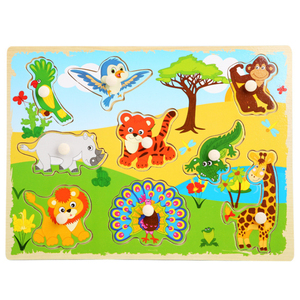 New arrivals phim hoạt hình gỗ <span class=keywords><strong>Zoo</strong></span> động vật phù hợp với câu đố giáo dục tự làm đồ chơi cho trẻ em w14m217 - Product Image 1