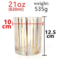 LANGXU – Nouvelle Tasse à Bougie en Verre Dépoli avec Design Ligne Dorée, Minimaliste, 8oz 10oz, avec Couvercle en Liège, Emballage Durable pour Cire Naturelle
