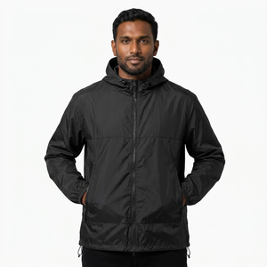 Customized Logo Outdoor Clothing Nylon Black Waterproof Windbreaker Windproof <b>Jacket</b> for Men - Product Image 1