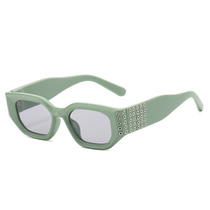 Wholesale Women's Cat Eye Sunglasses 2026 <b>Studded</b> Rhinestone Temple Retro Square Full Rim PC UV400 Fashion Gold Comfortable - Product Image 6