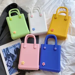 Portable EVA Summer Beach Cute Small Bucket Handbags Ladies Shoulder Crossbody Bag Women Jelly Phone Messenger Bags For Women