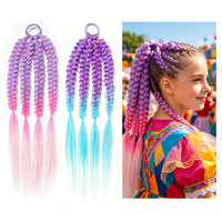 Extensions de cheveux synthétiques colorées pour filles de 24 pouces, postiches pour enfants, extensions de queue de cheval tressées en nattes de poisson, vente en gros