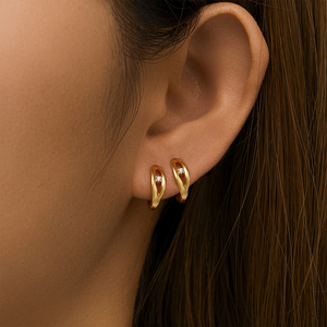 CANNER 925 Sterling <b>Silver</b> C Shaped Inlaid Zircon Double Layer Eye huggies <b>Hoop</b> <b>Earrings</b> - Product Image 5
