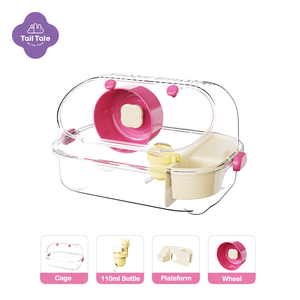 Jaula 6 en 1 con Todos los Accesorios, Rueda, Botella, Plato, Escondite, Visión Totalmente Transparente para Hámster Enano, Transportín de Viaje - Product Image 4