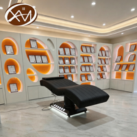 Table de massage électrique noire de luxe pour spa, salon de beauté, gym, soins des cils, esthétique, cosmétique, lit facial incurvé pour esthéticienne