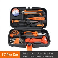 Ensemble d'outils à main pour la maison, kit d'outils de réparation en acier au carbone, clé à molette réglable, pinces, tournevis, boîte de rangement rigide pour la maison, le garage et l'atelier