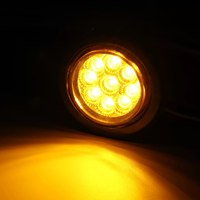 Feu de position latéral ambre 9 LED de 2,6 po, lampe de dégagement ronde stroboscopique 12-24 V pour camion et remorque
