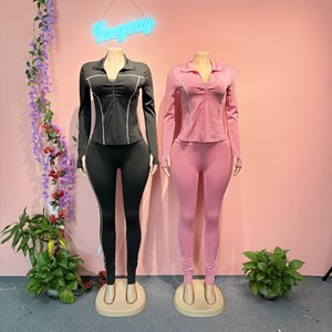 Ensemble de survêtement 3 pièces pour femme en tricot patchwork couleur hiver 2025, écologique, respirant, avec soutien-gorge camisole et fermeture éclair - Product Image 3