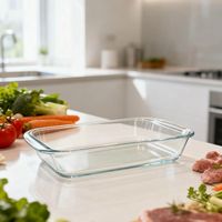 Plat de fruits en verre borosilicaté transparent rectangulaire et plat de cuisson au micro-ondes écologique lavable au lave-vaisselle capacité 1L-3L