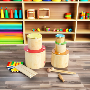 Đồ Chơi Âm Nhạc Bằng Gỗ Bộ Gõ Trống Trẻ Em Của Cầu Vồng Màu Nhạc Cụ Đồ Chơi Thiết Lập Mô Phỏng Trẻ Sơ Sinh Sáo Trống - Product Image 4