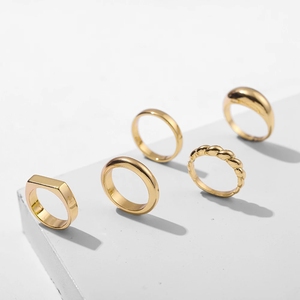 Minimalist Gold Color Chunky <strong>Rings</strong> Trendy Geometric Round Circle <strong>Rings</strong> for Women Thick Gold <strong>Stack</strong> <strong>Rings</strong> Female Wedding Jewelry - Product Image 3