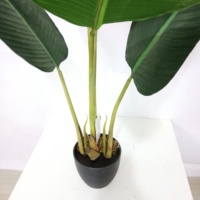 Bananes artificielles en plastique de haute qualité, 105 cm, 5 feuilles vertes, décoration intérieure pour sol/table, durables et écologiques