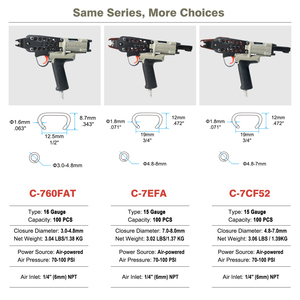 <span class=keywords><strong>Agrafeuse</strong></span> pneumatique industrielle WOODPECKER C-7CF52, pistolet à agrafes pour anneaux de fer, calibre 15, couronne de 3/4 pouce, diamètre de fermeture de 4,8-8 mm, corps en aluminium - Product Image 6