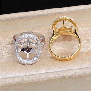 Bague en argent S925 Wenchi, support creux pour perle DIY 13-14mm, référence 16969, composants et apprêts de bijouterie semi-finis, Chine - Product Image 3