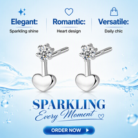 Trendige Romantische S925 Sterling Silber Zarte Schmuckstücke Vergoldete Silber Herz-Ohrstecker Micro Pave CZ Herz-Ohrhänger