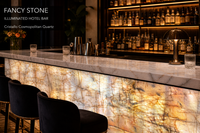 Dalle de quartz cosmopolite Cristallo FANCY STONE 18 mm polie rétroéclairée en pierre naturelle pour murs d'accentuation et décoration de bars de luxe