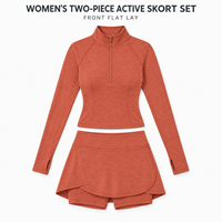 Ensemble deux pièces personnalisé pour femme avec col mandarin et demi-zip, jupe-short taille haute pour l'entraînement de tennis et les activités sportives en extérieur