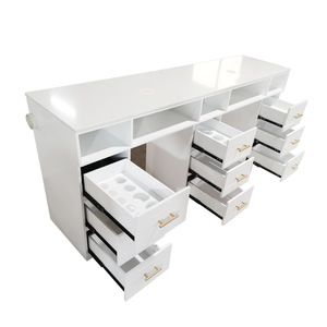 Tavolo Professionale di Lusso Personalizzato per <span class=keywords><strong>Manicure</strong></span> a 2 Posti, Scrivania Artistica Moderna con Piano in Marmo, Multifunzionale per Salone - Product Image 6