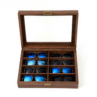 Boîte de rangement vintage en cuir grain de bois pour lunettes et montres, étui anti-poussière pour bijoux, présentoir à bijoux - Grande Vente
