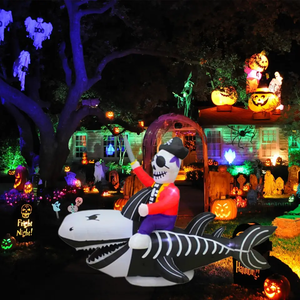 Sản phẩm tốt nhất khổng lồ 12ft 12 Chân Halloween 2023 Inflatable đôi mắt đỏ ma Skeleton bí ngô trang trí thổi lên Đảng - Product Image 5