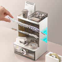 Organisateur de bureau moderne multifonctionnel en acrylique pour la maison et le bureau, boîte de rangement empilable à compartiments, écologique et transparente
