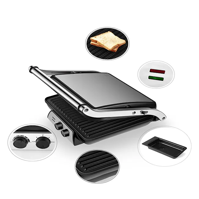 4-Slice鋳鉄ステーキElectric Pressing Press Panini Grill Griddle