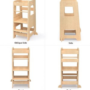 Solid Wood Baby Stool With Handrails Three Tier <b>Step</b> Stool For <b>Kitchen</b> Child Support Chair - Product Image 5