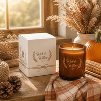 Boîte à bougies en carton blanc style ferme rustique, emballage pliable personnalisé pour bougies de soja, faible MOQ