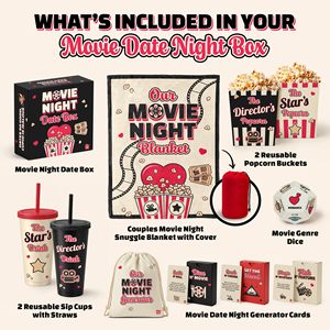 Caja para Cine en Casa, Caja para Cita Romántica, Regalos Perfectos para el Día de San Valentín para Parejas, Manta, Tazón para Palomitas, Cubos, Vasos Reutilizables - Product Image 2
