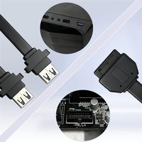 Cable de Extensión USB 3.0 Dual Ultra Plano y Delgado Montado en el Panel Frontal del Chasis, Cable de Placa de Montaje de Computadora de 20 Pines para Escritorio