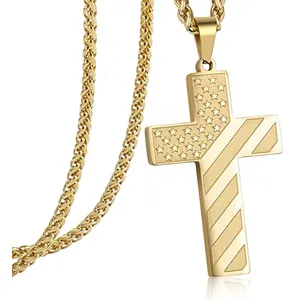 ethiopian jewelry stainless steel gold plated gothic big large cross pendant necklace