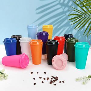 Gobelets à café réutilisables personnalisés avec logo, 16 oz, avec couvercles, gobelets de voyage en plastique, pour thé glacé, boissons froides, bouteilles de fête multicolores, mugs - Product Image 3