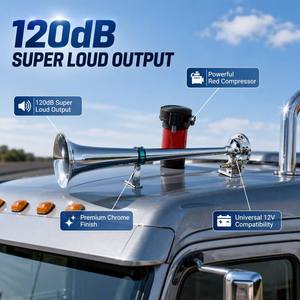 Bocina de Aire Súper Potente de <span class=keywords><strong>Una</strong></span> Sola <span class=keywords><strong>Trompeta</strong></span> con Compresor, Bocina de Señal Sonora de 12V para Auto, Camión, Barco, Vehículos - Product Image 2