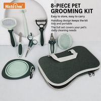 Kit de toilettage pour animaux de compagnie, ensemble de 8 pièces avec peigne, coupe-ongles, bol pliable et sac de rangement pour chats et chiens, soins quotidiens