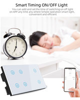 Interrupteur intelligent Wi-Fi 6 voies avec moniteur de consommation, panneau tactile en verre, module Wi-Fi et sécurité enfant
