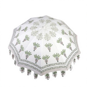 Parasol de jardin pliable en tube de fer imprimé à la main avec un magnifique motif de palmiers - Product Image 1
