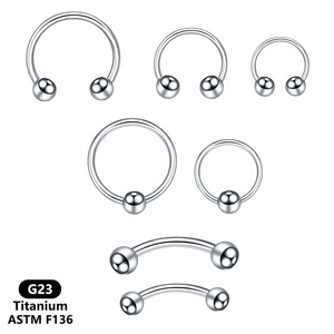 Anneau de piercing en titane PVD circulaire en forme de fer à cheval pour septum, nez, lèvre, sourcil |   Style punk hypoallergénique à filetage externe - Product Image 1