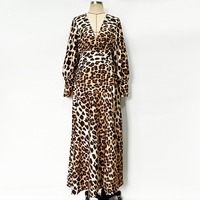Bettergirl 2025 automne hiver nouvelle mode col en V imprimé léopard robe sexy