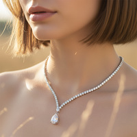 Collier tennis Glam à deux niveaux en moissanite VVS en forme de poire, avec pierres d'accentuation rondes, pour la Saint-Valentin, anniversaire, bijoux empilables pour femmes