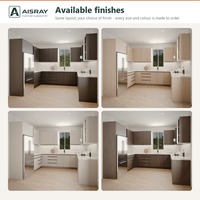 Cuisine modulaire minimaliste en placage de bois en forme de U pour maison avec plan de travail en pierre frittée et structure en MDF
