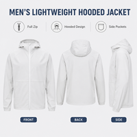 Veste coupe-vent légère en polyester pour homme, à capuche, hydrofuge, respirante, entièrement zippée, pour la course en extérieur, vêtement de sport décontracté