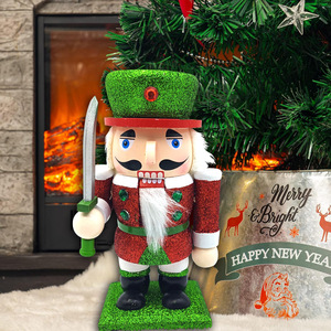 Roi <span class=keywords><strong>soldat</strong></span> arme maison bureau artisanat en bois court gros casse-noisette rouge vert émeraude <span class=keywords><strong>rose</strong></span> décoration de noël ornement - Product Image 4