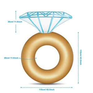 Inflatable Diamond Swimming Ring 110cm Gold With Blue Gem Design For Adults Resort Pool Float - Product Image 4