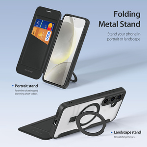 Card pack magnetic <b>phone</b> case suitable for Samsung S24 Plus/S25 Plus <b>phone</b> case with bracket, business flip cover leather case - Product Image 5