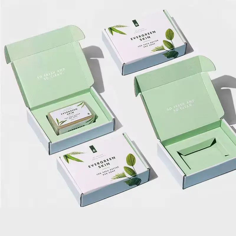 Caixa de papel Kraft ondulado luxuosa com logotipo personalizado com inserção de papel perfeita para caixas de cosméticos e beleza para embalagens